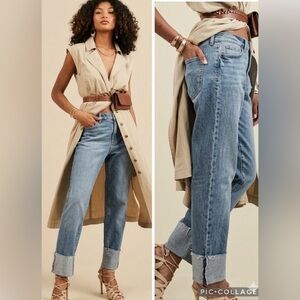 Banana Republic Factory Jeans Cropped Blue Relaxed 29/8 Cuffed Stonewash